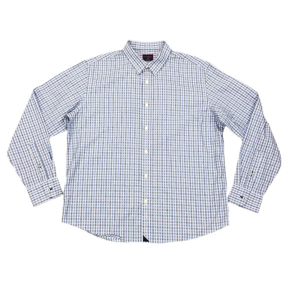 UNTUCKit Men's Blue Plaid Gingham Long Sleeve Button Front Shirt Size XL - Picture 1 of 8